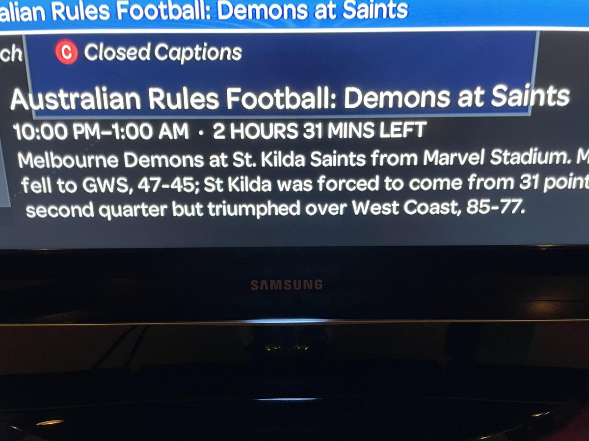 FormDisciples's tweet image. Seen scrolling through the TV last night. As @AtlantaFalcons fans, we can NEVER root for a team named the Saints.

That said, we might need to make an exception based on who these Saints in Australia are playing.😅

#australianrulesfootball #exceptions #mondaymotivation #falcons