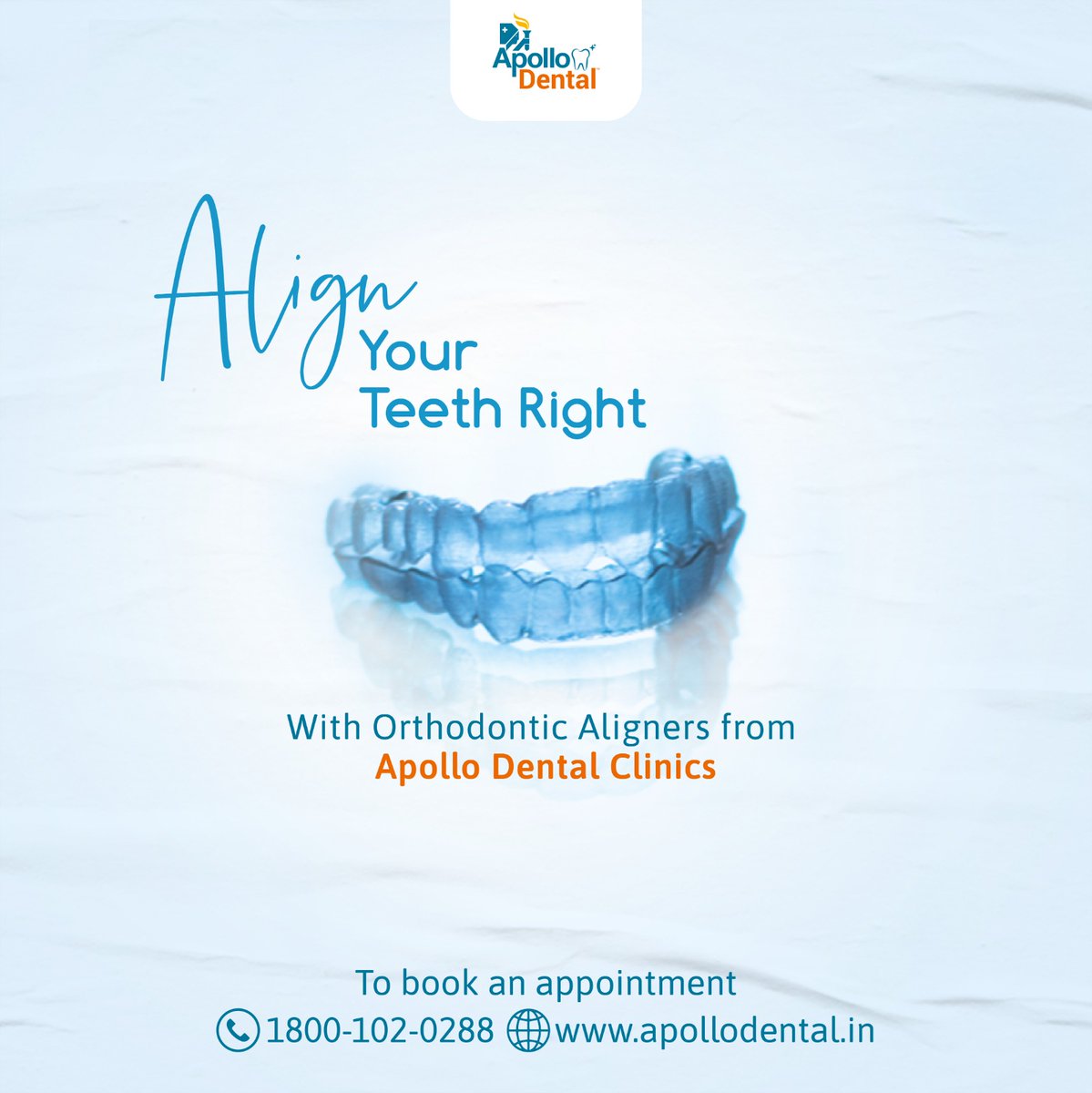 ApolloWhiteDen2's tweet image. Align your teeth just the way they are supposed to be
with invisible aligners from Apollo Dental Clinics. To
book an appointment, call us at 1800-102-0288.

#ApolloDental #TeethAligner #InvisibleAligner
#Orthodontic #dentalhealth