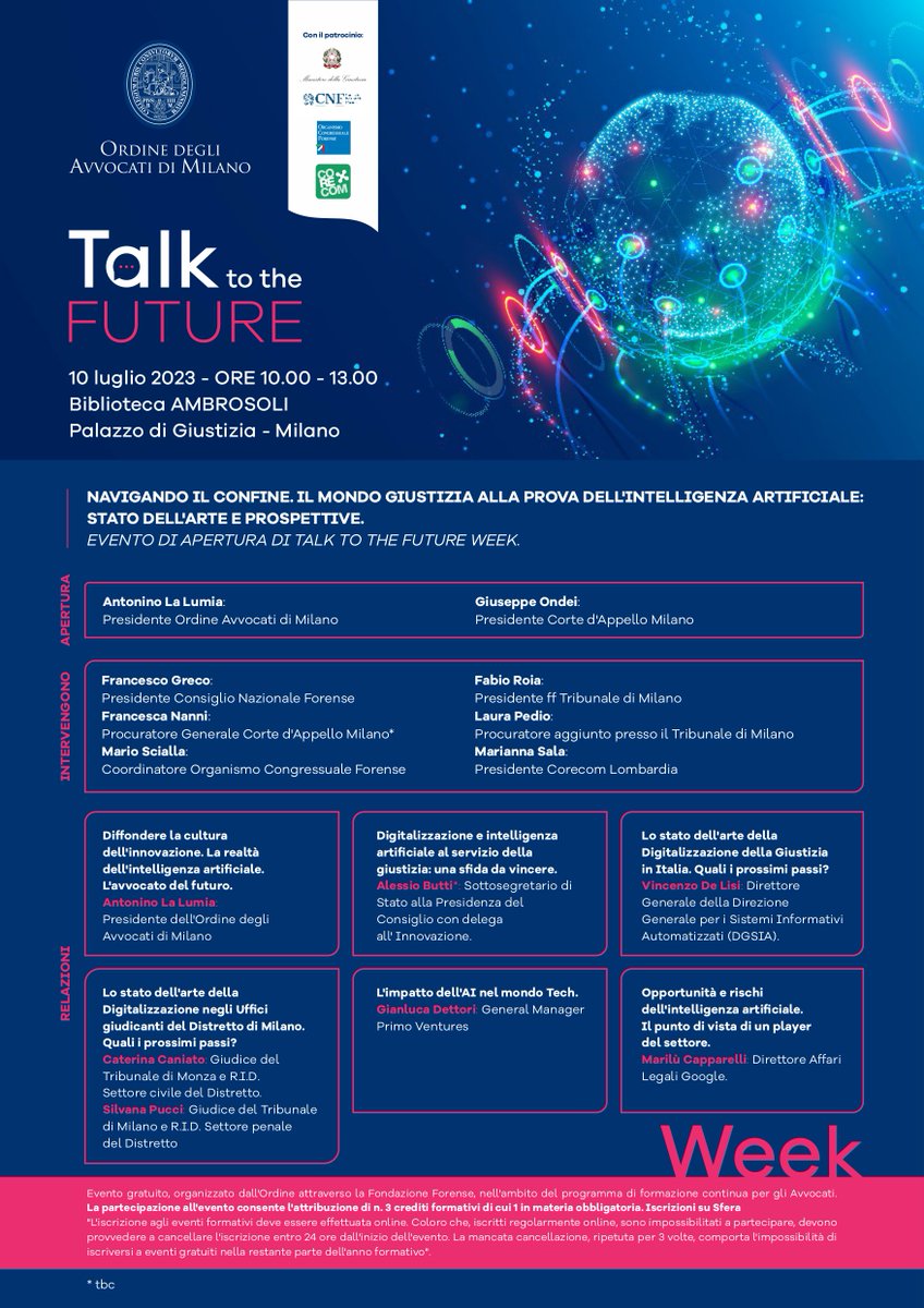 Vogliamo realizzare un Portale dell’Avvocatura Italiana basato sull’#AI gratuitamente a disposizione di avvocati, cittadini e magistrati. Sarà un portale certificato, con la certezza che i dati immessi siano completi e verificati. 
Francesco Greco, presidente CNF #talktothefuture