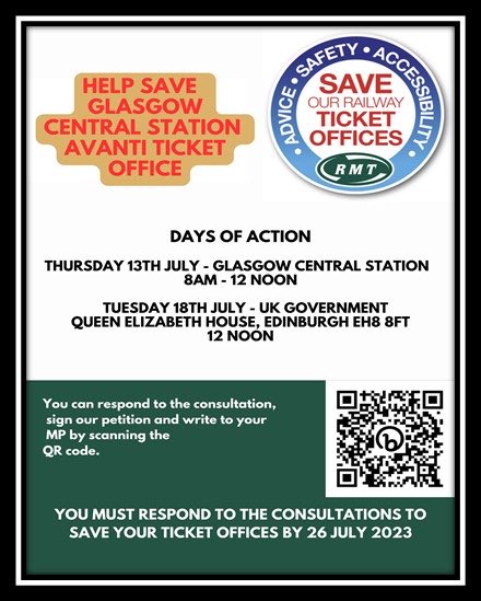 Please share and invite friends to come along and show support for ticket office workers who’s jobs are under threat.