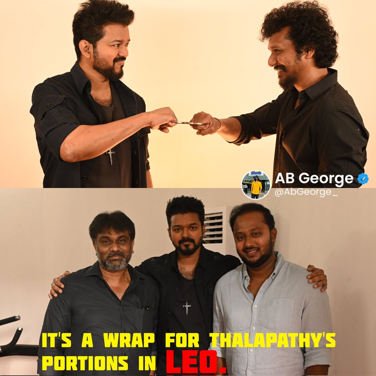 AbGeorge_'s tweet photo. It's a wrap for Thalapathy's portions in #Leo... Now wait for the PROMOS, RECORD BREAKING PRE-RELEASE BUSINESS &amp; BOX OFFICE GIANT...! https://t.co/FUhLdzTjNK