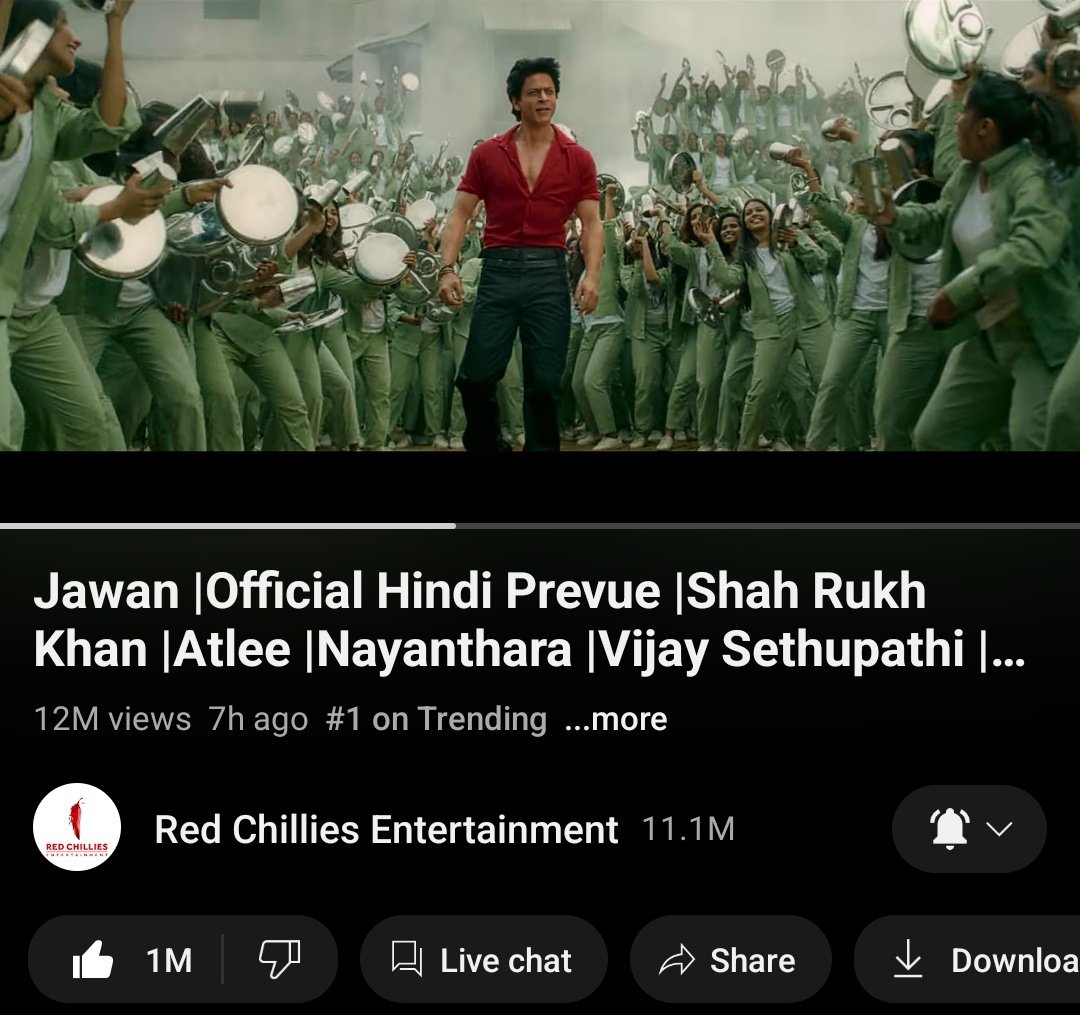 #PathaanTeaser 1M likes in 12 Hours 🔥 
#JawanPrevue 1M likes in 7 Hours

#ShahRukhKhan Rules Boxoffice and Socialmedia  👑🔥