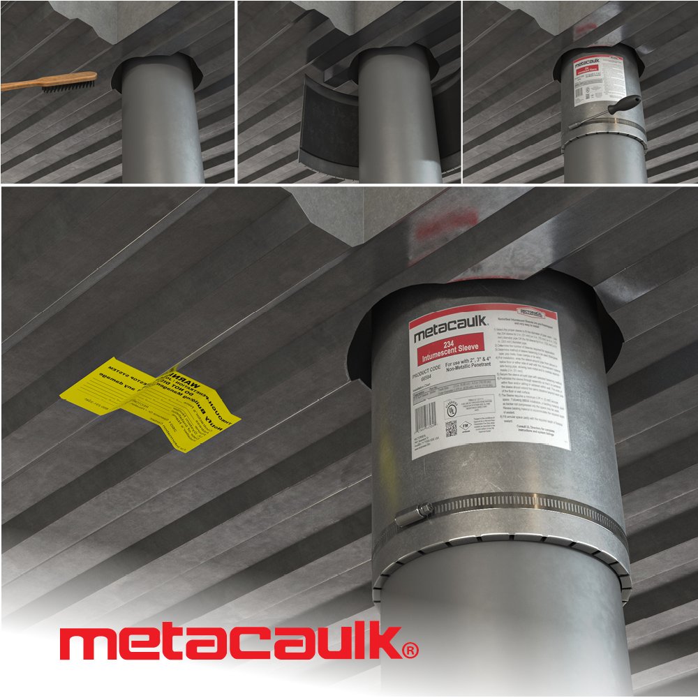 RectorSeal's tweet image. #Metacaulk Intumescent Sleeves are the ideal solution for combustible services which pass through uneven contours of a concrete fluted deck assemblies or where the penetrant is less than a 90° angle. &amp;gt;&amp;gt; rs.today/42fu1ij &amp;lt;&amp;lt; #RectorSealToTheRescue #firesafety