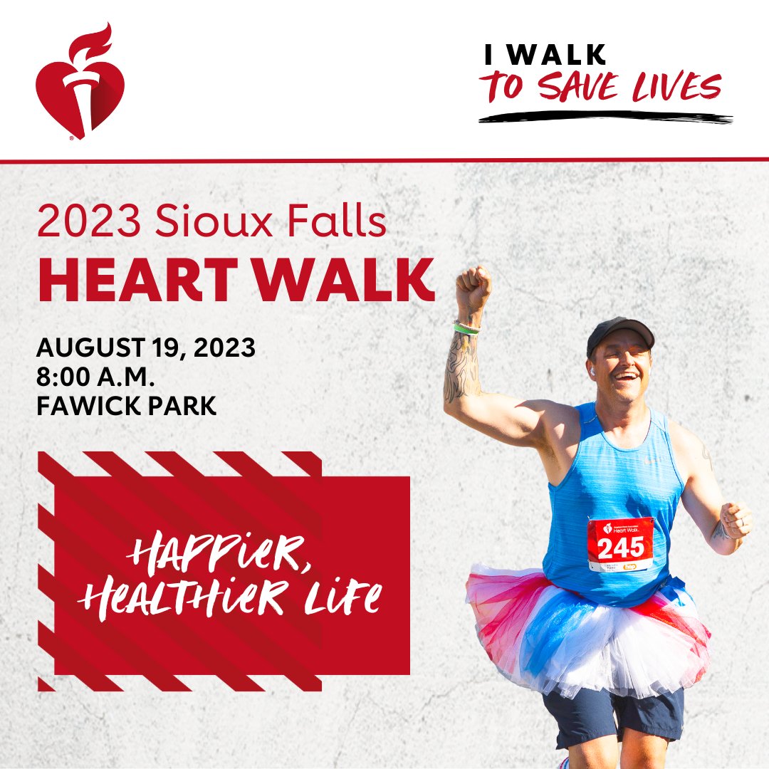 SDakotaHeart's tweet image. Join us for the Sioux Falls Heart Walk to ❤️ save lives ❤️ help fund lifesaving research to eliminate heart disease and stroke. ❤️ experience the joy of #HeartWalk with friends, family, co-workers and survivors. ❤️ Register or Donate Now at spr.ly/6011PyR2h.