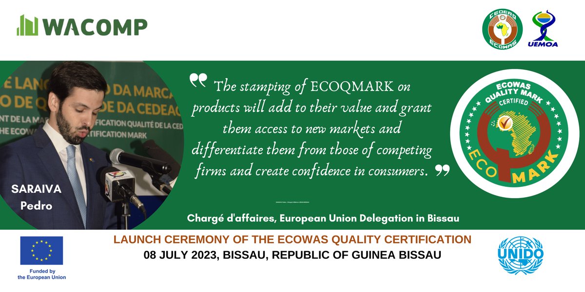 wacqip's tweet photo. "Congratulations to our partner @UNIDO for its technical assistance to @ecowas_cedeao  during the implementation of the current &amp; previous programs &amp; for its achievements. In light of these successes, we encourage #ECOWAS to continue strengthening the Regional QI &amp; #ECOQMARK", EU https://t.co/y9gkuWqoUn