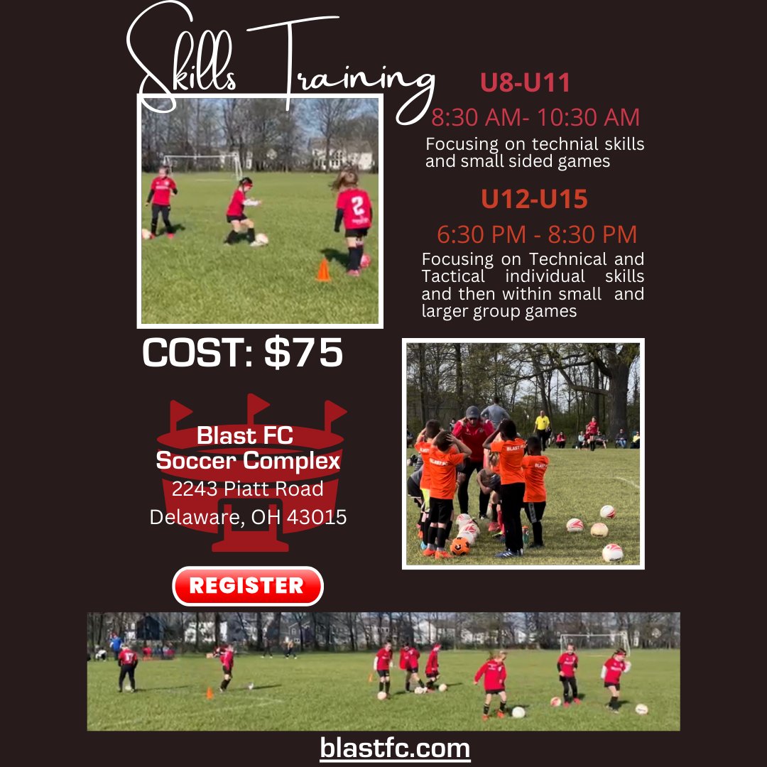 BlastFC86's tweet photo. Looking to work on improving your player's skill this summer? Join the Blast FC Soccer Academy Coaches for a 4-day Skills Camp with Licensed Coaching staff.
Open to ALL PLAYERS-you don't have to be part of Blast FC Soccer Academy. Sign up today by visiting https://t.co/7C3gaSjJkt https://t.co/DSOz2vRAeo
