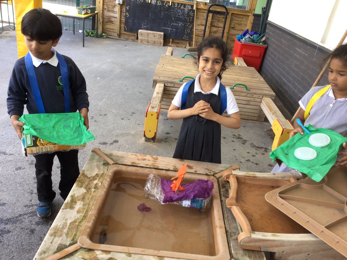 RPAReception's tweet photo. Reception made junk model boats out of recyclable materials. We tested to see if they would sink or float on the water. We have enjoyed the story “Mr Gumpy’s Outing”. #eyfs #outdoorlearning #junkmodelboats #wearebrightfutures #rpa https://t.co/5lYAjTruCK