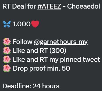 shibchoi's tweet photo. 🏴‍☠️CH0E4ED0L DE4L for #ATEEZ #에이티즈 @ATEEZofficial🏴‍☠️

🦋 1.000📷 

📷 follow @garnethours_my 
📷 like &amp; rt (300) 
📷 like &amp; rt my pinned tweet 
📷 drop proof min 50

deadline: 24hours

#AtinyOnChoeaedol #청양고추맛_에이티즈_바운시 #OUTLAW #BOUNCY #ATEEZ_BOUNCY https://t.co/HMeOalTooQ