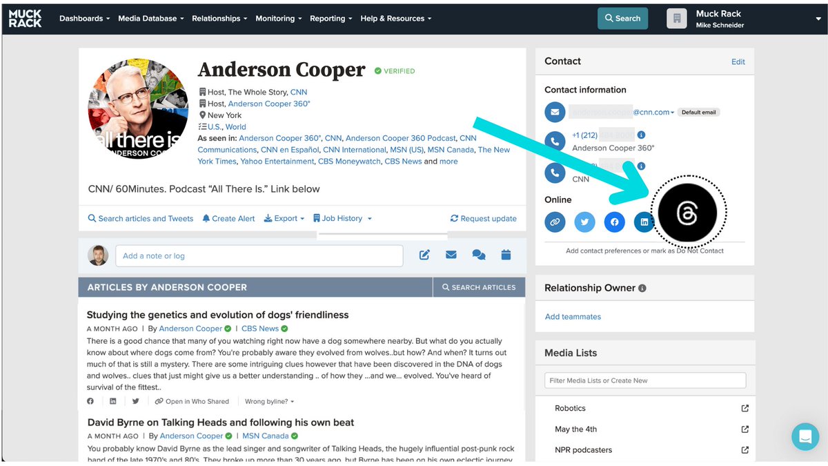 We added the ✨ Threads ✨ accounts of journalists, podcasters and newsletter writers to our media database so you can see who's on Meta’s text-based conversation app. muckrackpr.muckrack.com/blog/2023/07/1…