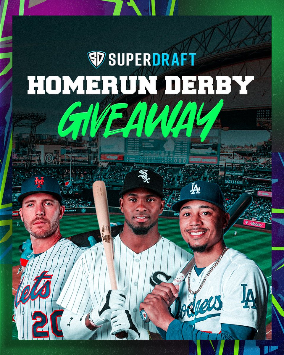 🚨 #HomeRunDerby Giveaway ⚾️🔥 We're giving 10 users a FREE entry to win up to $1,000 1️⃣ Like and RT 2️⃣ Follow @superdraftdfs 3️⃣ Comment who wins the 2023 HR Derby Winners chosen Tuesday - good luck 😎