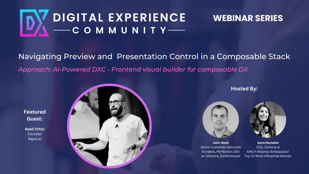 The Digital Experience (DX) Community is hosting AI-Powered DXC - Frontend visual builder for composable DX. Would you like to attend?

#composabledxp #jamstack #headlesscms #headlesscommerce #CXStrategy #customerexperience #DXO
linkedin.com/events/ai-powe…
