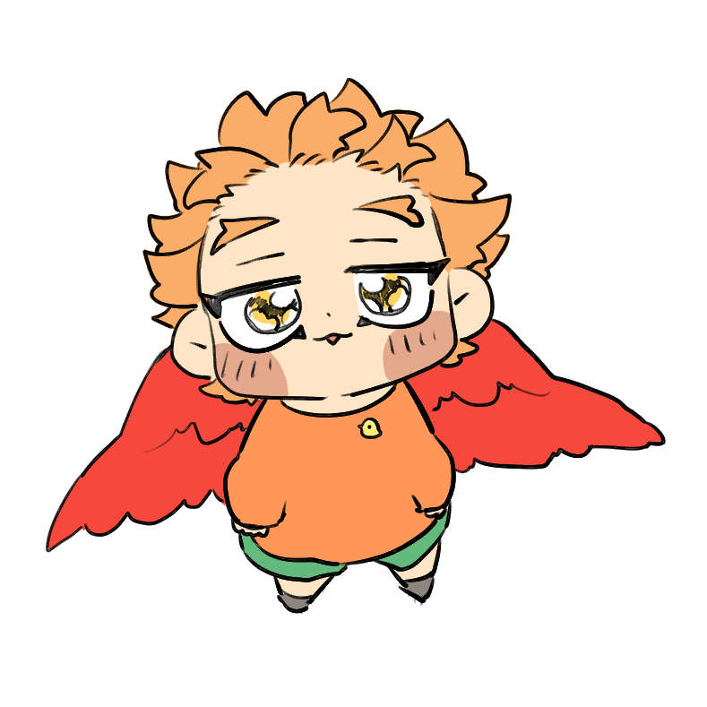 hawks (boku no hero academia) 1boy male focus wings solo chibi yellow eyes red wings  illustration images