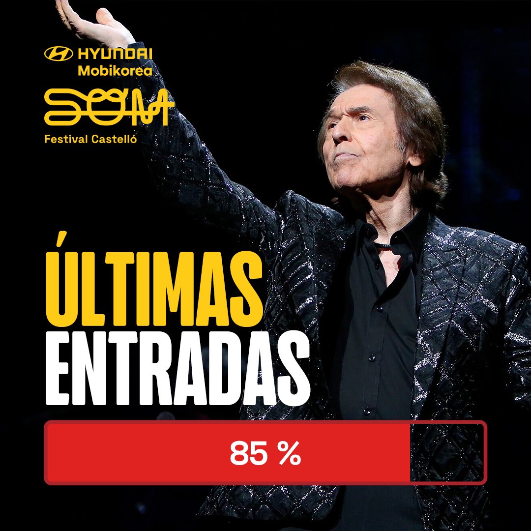 Casi un mes para su concierto y muy cerquita de que se agoten ya sus entradas 💫

No te quedes sin disfrutar de <a href="/RAPHAELartista/">𝗥𝗔𝗣𝗛𝗔𝗘𝗟</a> el 12 de agosto.

Últimas entradas en nuestra web.

#SOMFestivalCastelló #Castelló #Raphael