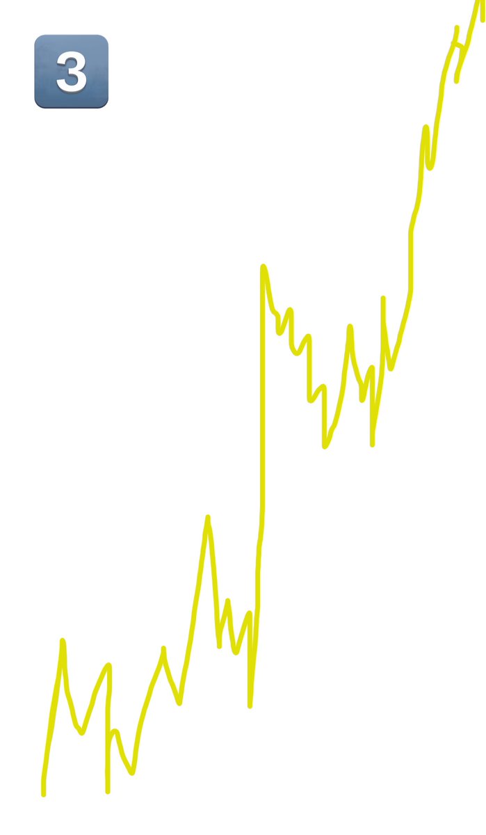沢山色んな人見てきたけど、証拠金の増え方と結末🏰
ざっくりこういう証拠金推移の人が多かった。

1. ハイレバで最終的にゼロカする人。
なんなら1ミリも増えずにワンポジでお亡くなりなることも多いタイプ。

2. コツコツドカン、ナンピン型。トレンド出たら逆張りしてお亡くなりになる人。