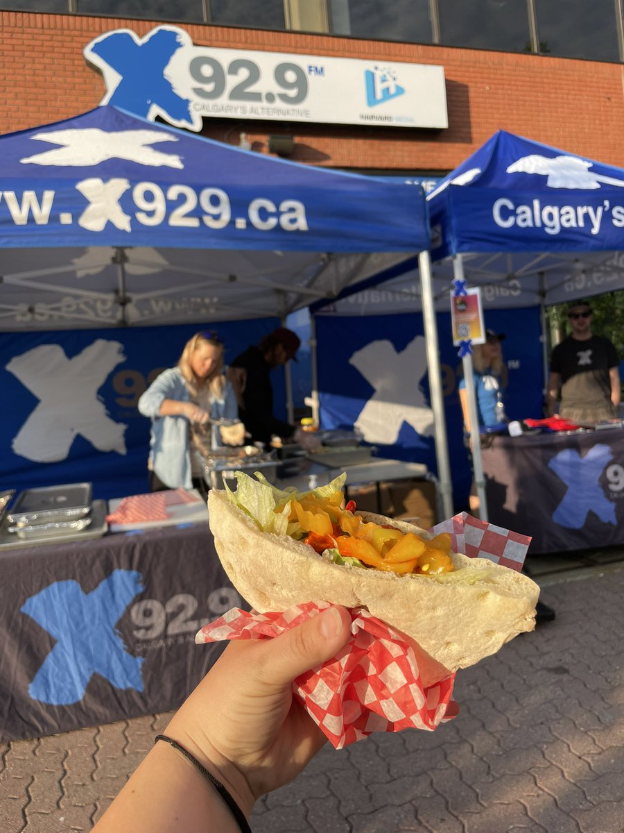 X929's tweet photo. Good morning!!
The 13th Annual #NotSoStampedeBreakfast is happening NOW! Delicious Cevapi from @CroatianCentre, $20 GC’s to @ModernLoveYYC, free swag from @PlanetFitnessCA and your faves from X! We only have enough for the first 200 people, get down here soon! https://t.co/BMPHCjfJtT