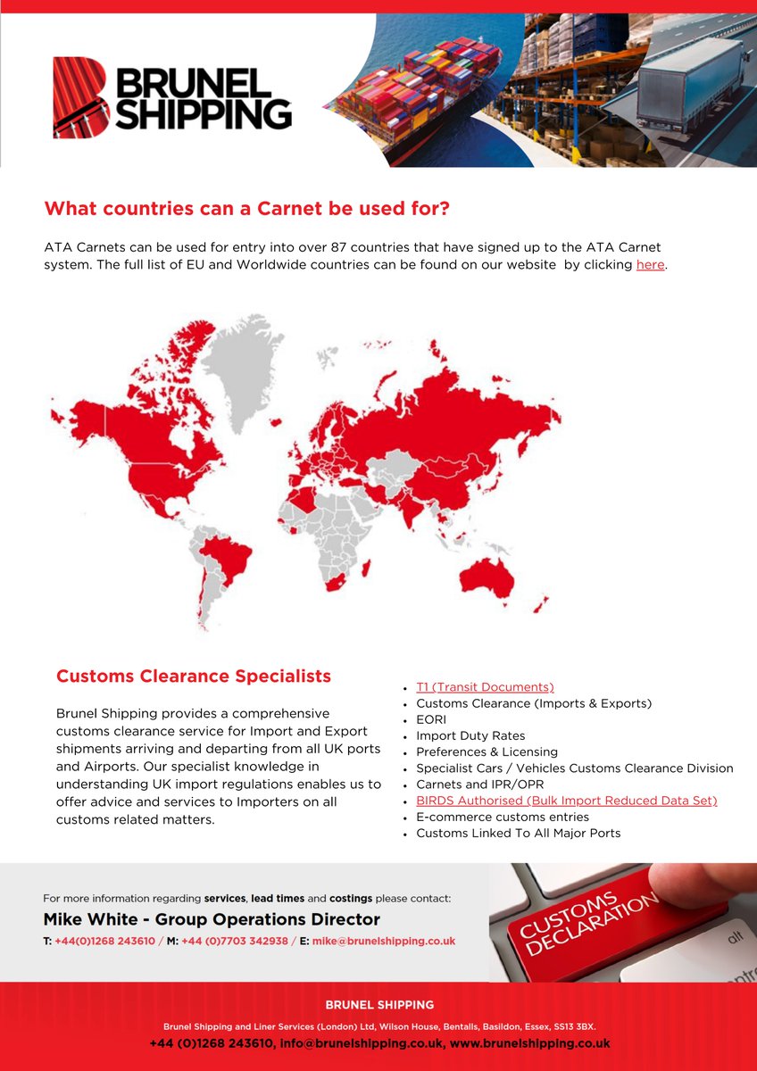 If you are exporting goods on a temporary basis and need a quick and easy customs clearance for these exports, an ATA Carnet is your perfect solution. 📝

We offer competitive pricing for all ATA carnets from the UK to the EU. Please get in touch for more information.