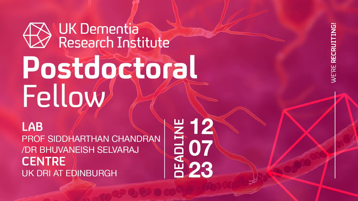 🚨Closing soon: Exciting opportunity for a postdoc to join Prof Siddharthan Chandran & Dr Bhuvaneish Selvaraj's lab! Investigate cellular dysfunction in motor neurons & role of glial cells in modulating motor neuron function in MND using human stem cells👉buff.ly/3qUkbpc