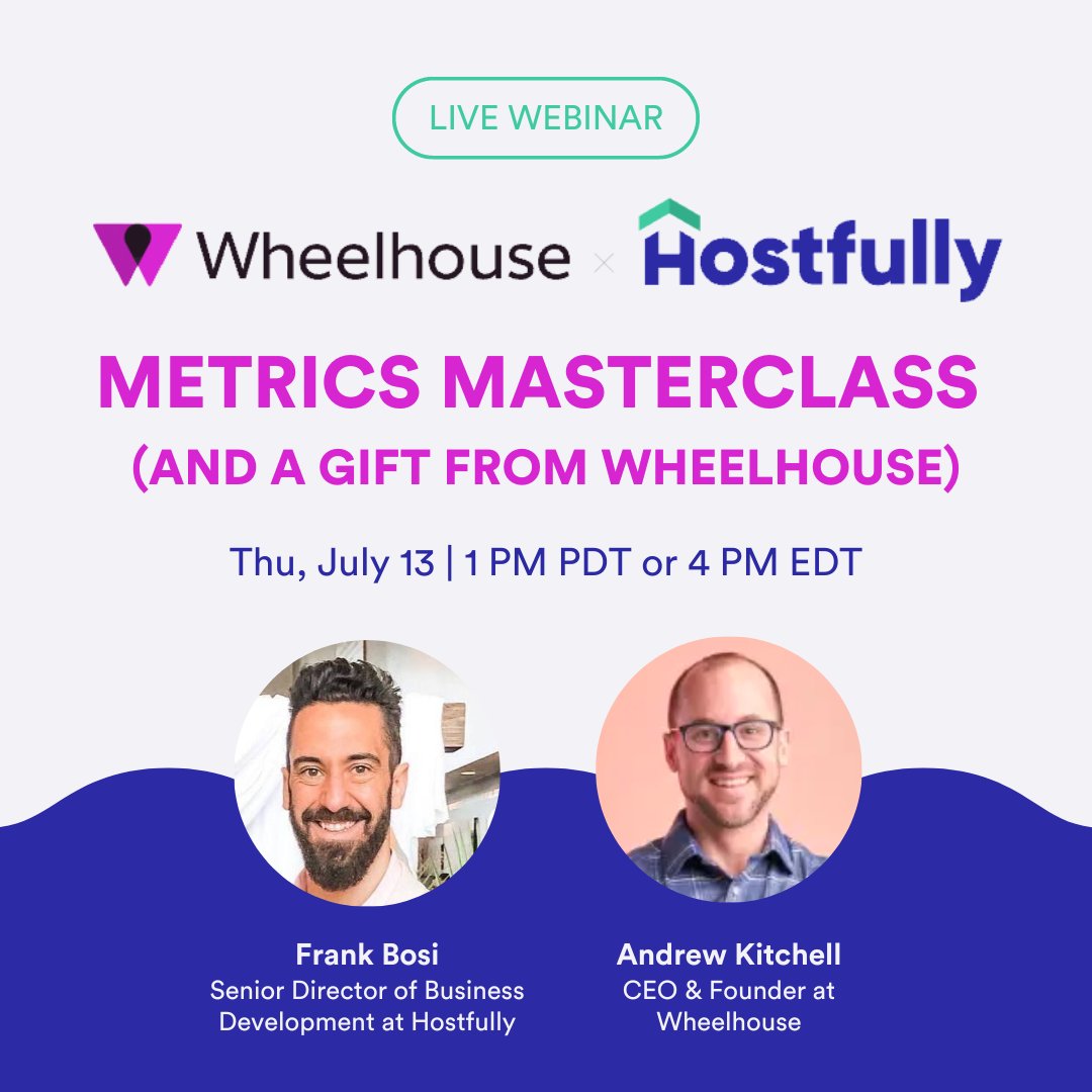 hostfully's tweet photo. 📊 Join team #Hostfully and @useWheelhouse for the Metrics Masterclass and unlock the power of performance metrics to drive your business forward. All webinar attendees get access to Wheelhouse's new tool for FREE!
👉 https://t.co/KrWQ6jh8St https://t.co/LOHxEUUIU0