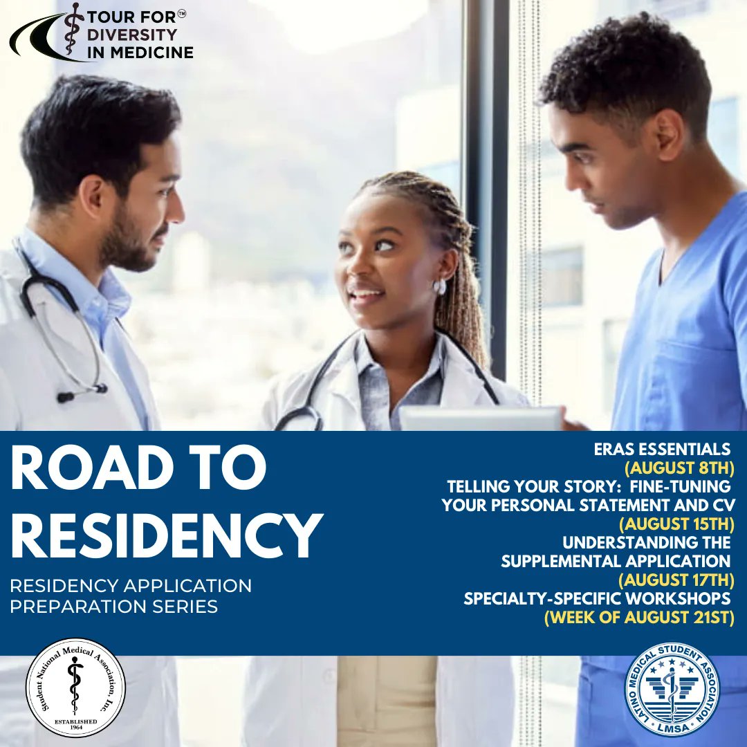 Tour4Diversity's tweet photo. Are you applying for Match 2024? Don’t miss out on this opportunity to have a mock interview with faculty/fellows in your specialty of choice and participate in webinars to prepare you for the upcoming match season. Curated by @tour4diversity, SNMA, and LMSA. https://t.co/qm9OrSJT50