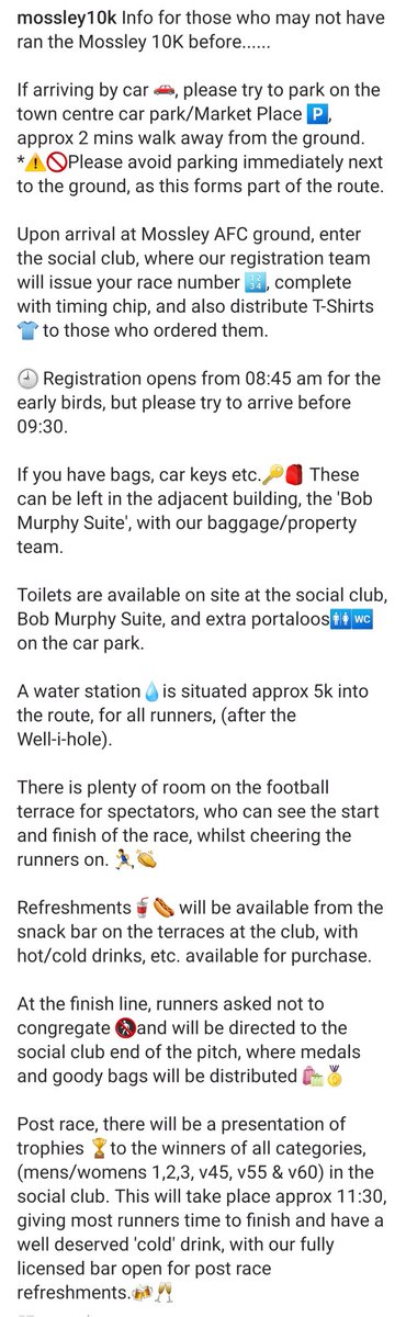 mossley10k's tweet photo. Info for all runners 🏃‍♂️...... https://t.co/pszyZMdtbK