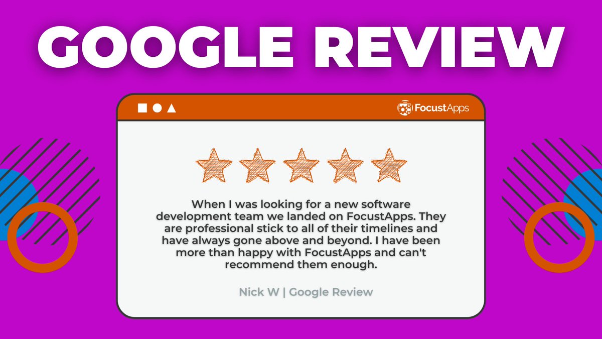 FocustApps's tweet image. Thank you, Nick, for this kind review!

We are happy to have worked with you and are glad to hear about your positive experience working with us! #clientreview #softwaredevelopement #happyclient