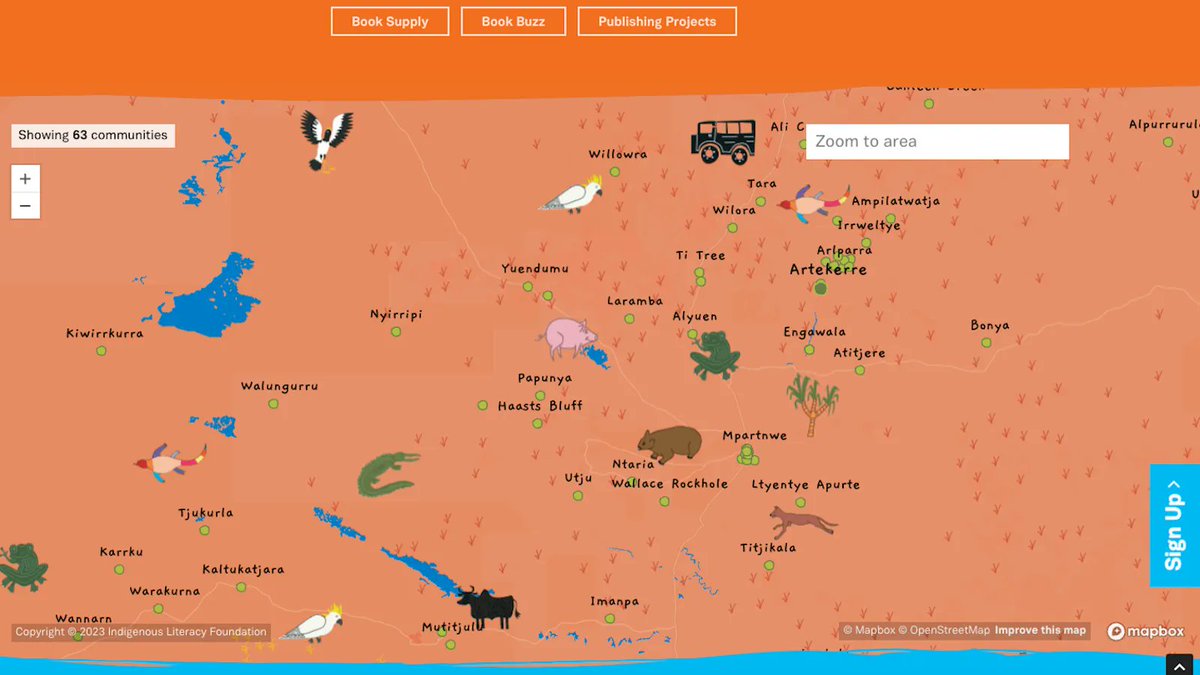 Mapbox's tweet image. We love a super cute map on #mondaymapday! 😍 Check out how @indigenouslf uses a beautiful custom map style and icons in their map of where they operate: indigenousliteracyfoundation.org.au/where-we-work 

#indigenousmapping #mapdesign #BuiltWithMapbox