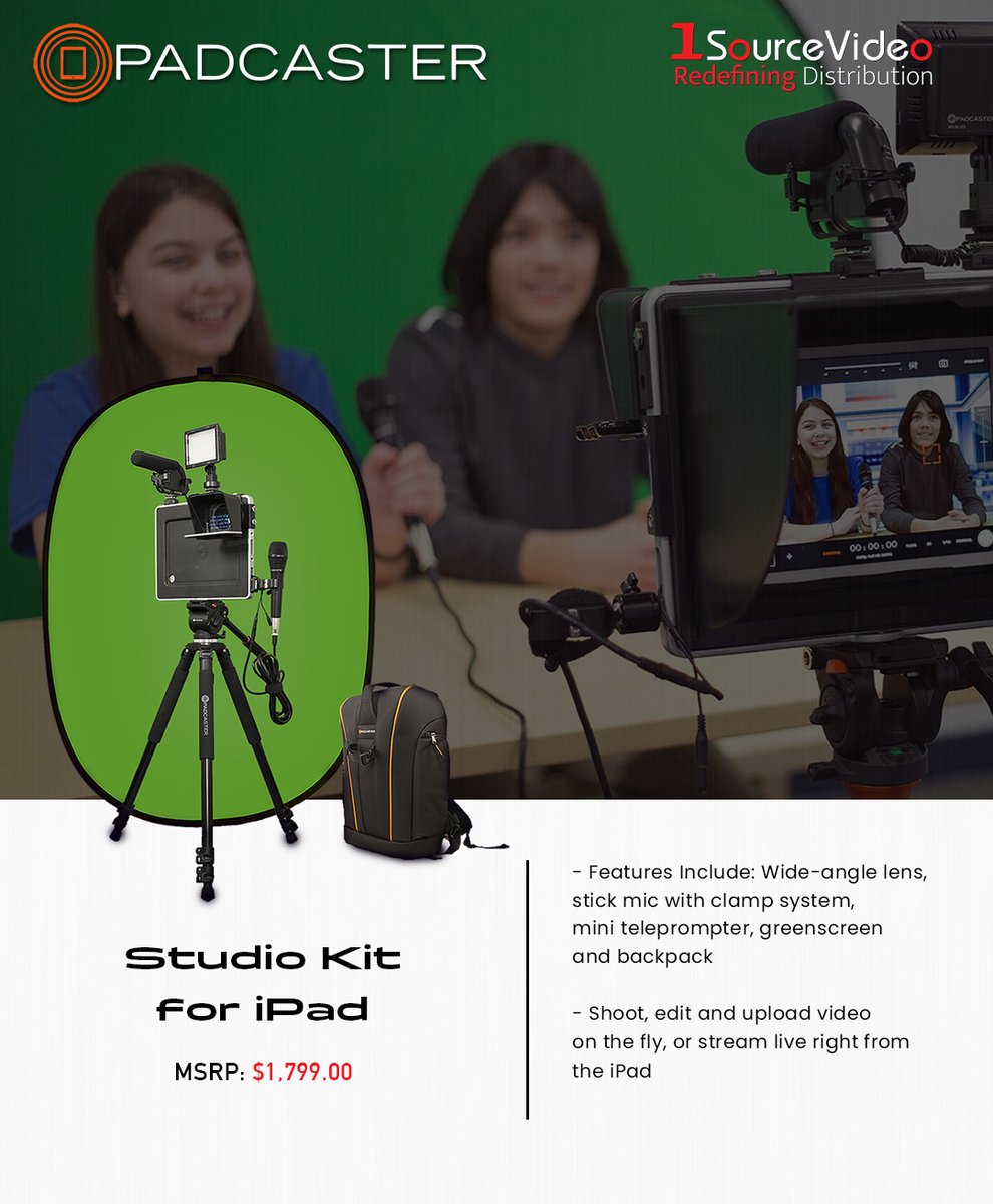 1sourcevideo's tweet photo. Transform your iPad into an all-in-one mobile production suite with the @padcaster Studio Kit!
#Padcaster #1SourceVideo #iPad #StudioKit #teleprompter #filming #filmmaking #mounts #tripod #microphone #light #filmingkit #videoproduction #filmequipment #RedefiningDistribution https://t.co/IAJilfbaTO