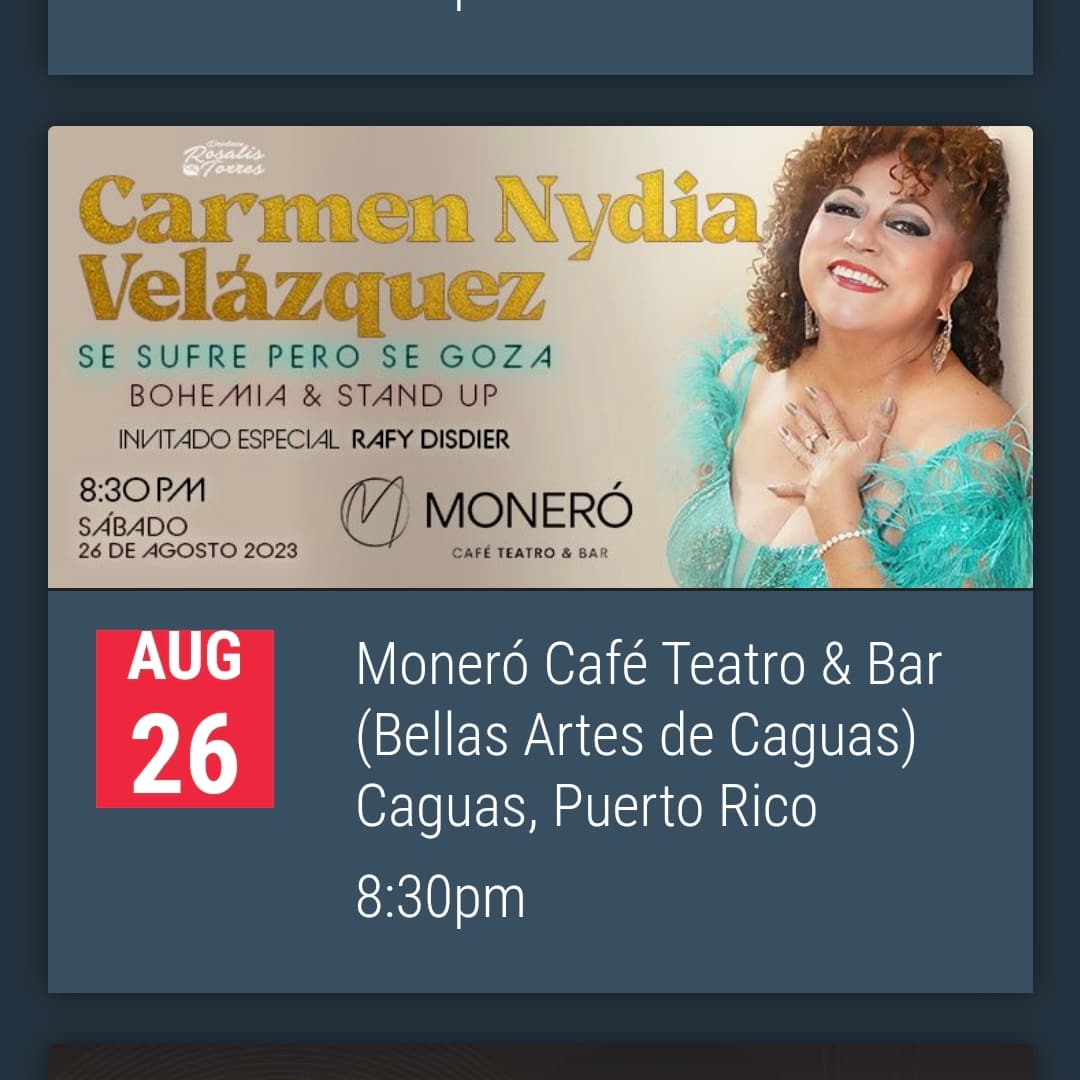 Boletos en ticketera.com y 787-305-3600,  787- 653-1512  y  787-653-1511