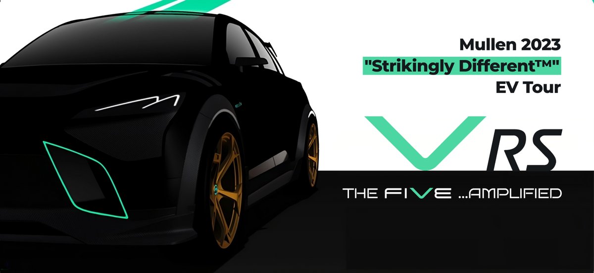 #MullenAutomotive announces start of the 2023 ‘Strikingly Different’ EV Tour; commencing Aug. 20, in Austin, TX. The #MullenFIVE will be back on tour along with the #MullenFIVERS, #MullenGT, #MullenONE, #MullenTHREE and #BollingerB2 EVs. $MULN

Learn more: hubs.ly/Q01X74S90