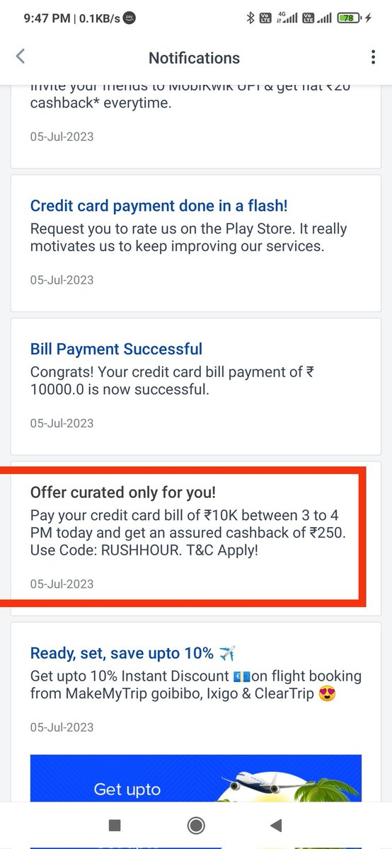 Pritesh11763's tweet photo. @MobiKwikSWAT @MobiKwik @RBI 250 cashback not credited after RUSHHOUR CODE APPLY SUCCESSFULLY Transaction Date 5 july and today 10 July but cashback not credited https://t.co/XgQ40NgulC