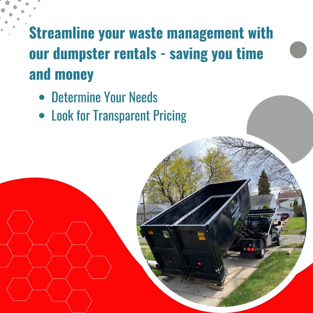 Streamline your waste management with our dumpster rentals - saving you time and money
                     Determine Your Needs 
                     Look for Transparent Pricing

#rightsize #rightcompany #transparentpricing #nocrazyfees #upfrontpricing #clarityiskey