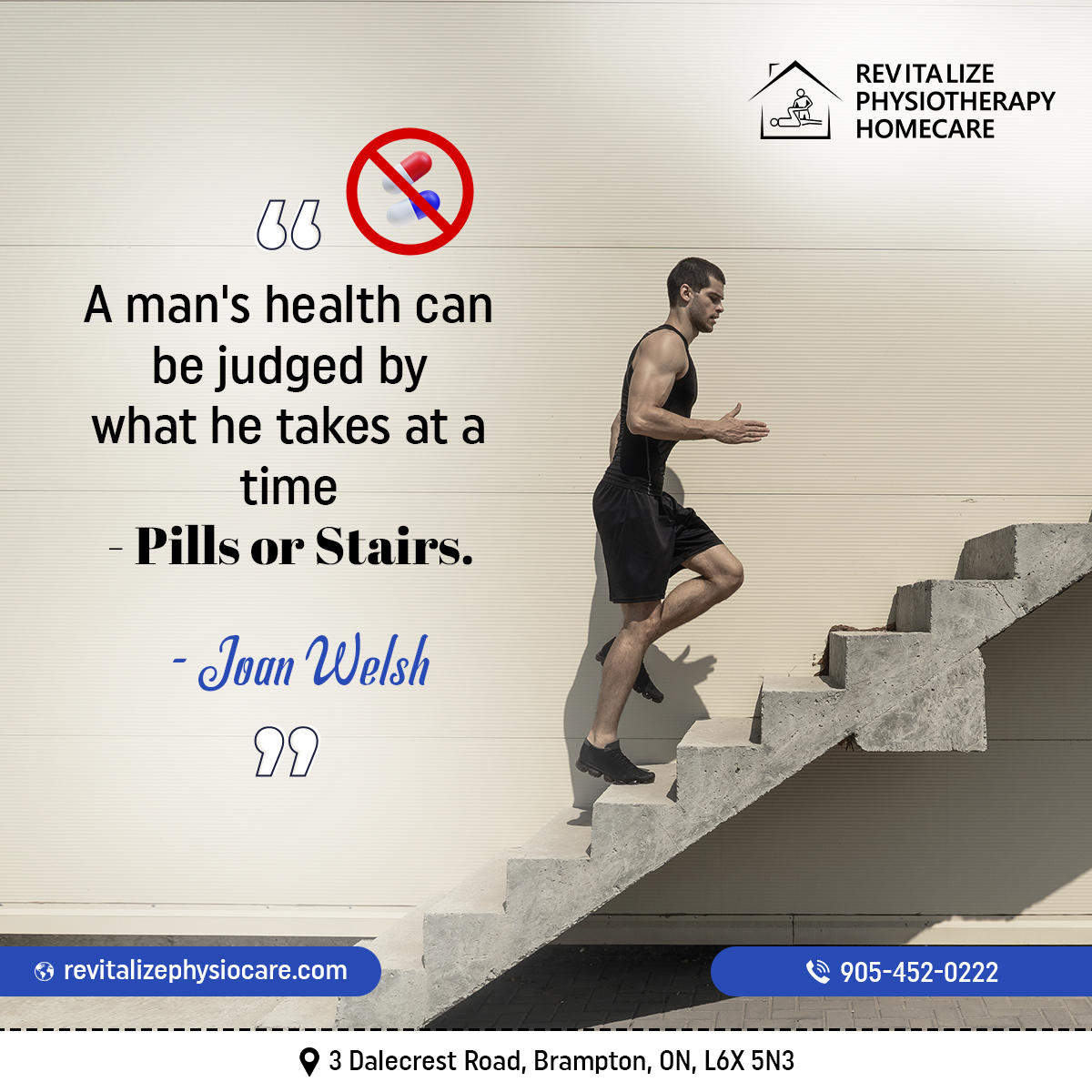 Take a moment to reflect on your health choices.  

Happy Monday Folks!

#RevitalizePhysiotherayAndHomecare #Physiotherapy #Physiotherapist #BramptonPhysiotherapist #HealthChoices #WellnessJourney #ChooseTheStairs #HealthyMonday #HappyMonday #MondayMotivation