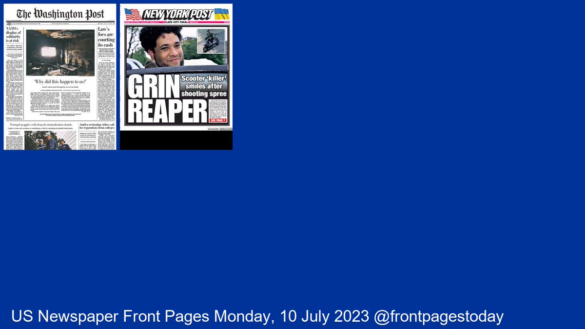 US Newspaper Front Pages for Monday, 10 July 2023. Find more front pages and thousands of newspapers from around the world at thepaperboy.com