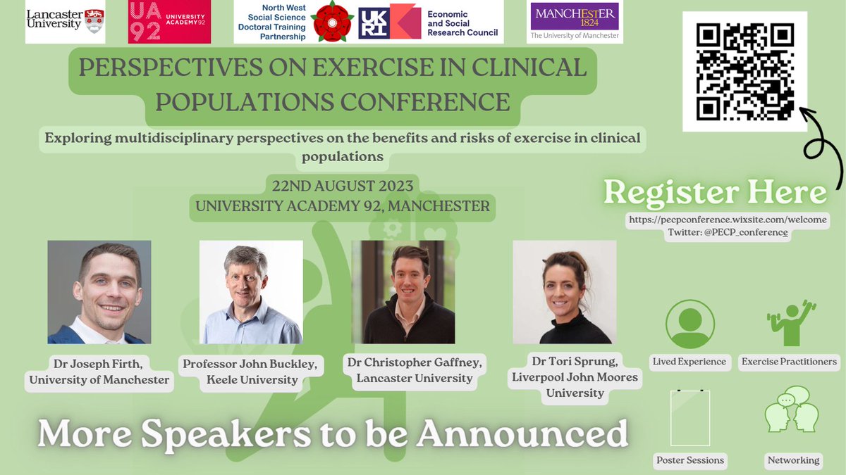 PECP is delighted to welcome @ProfJohnBuckley, @torisprung, @cgaffneyphd, and Joseph Firth as speakers covering exercise interventions for cardiovascular conditions, women's health, health across the lifespan, and mental health conditions

More speakers to be announced soon