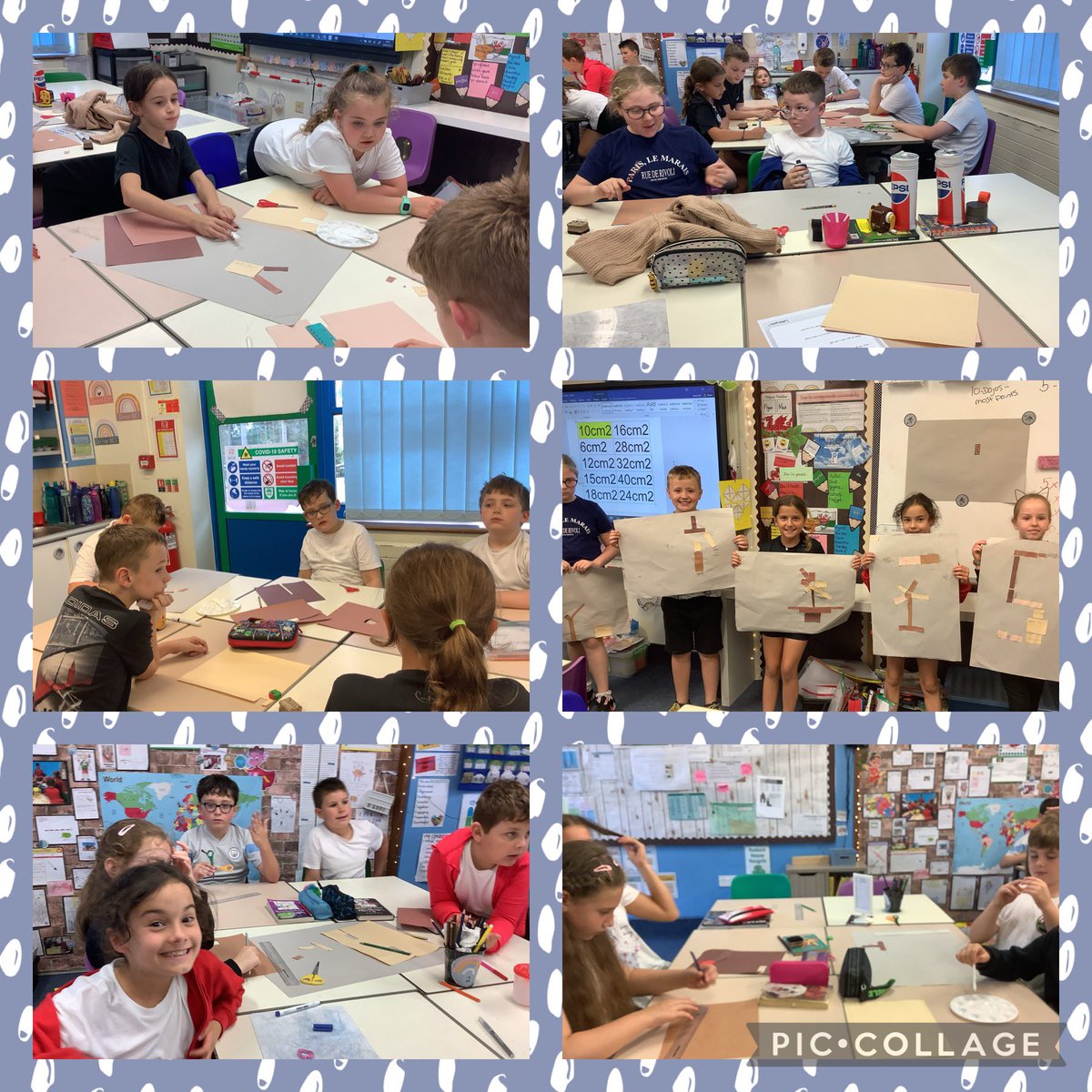 NewInnPrimary's tweet photo. Dosbarth Miss Tew created shapes of different areas to create pictures #mathematicsandnumeracy #teamwork https://t.co/yuk177KQXP