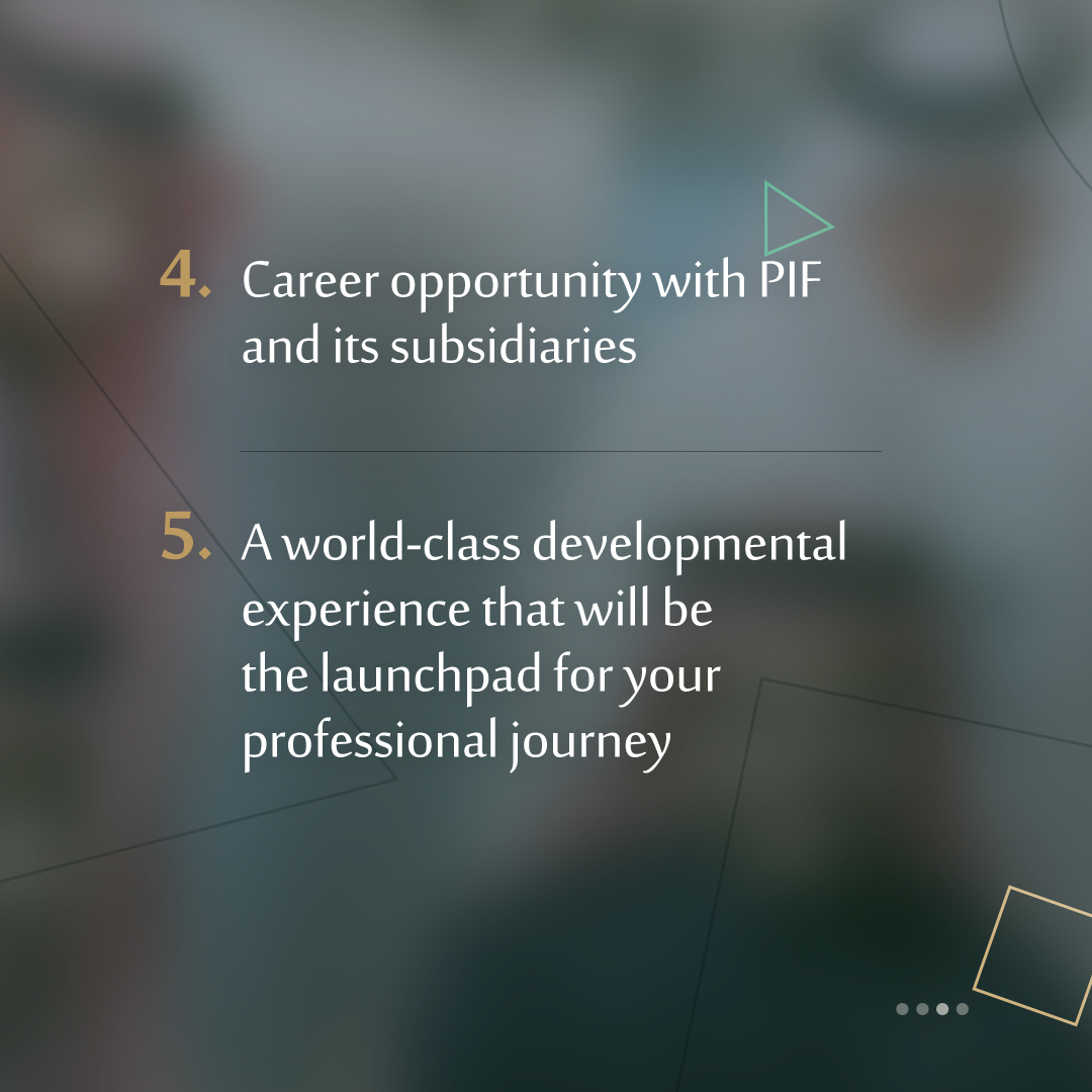 PIF_en's tweet photo. The #PIF #GraduateDevelopmentProgram bridges the gap between graduates and the job market, offering them the chance to learn from the Fund’s brightest minds.