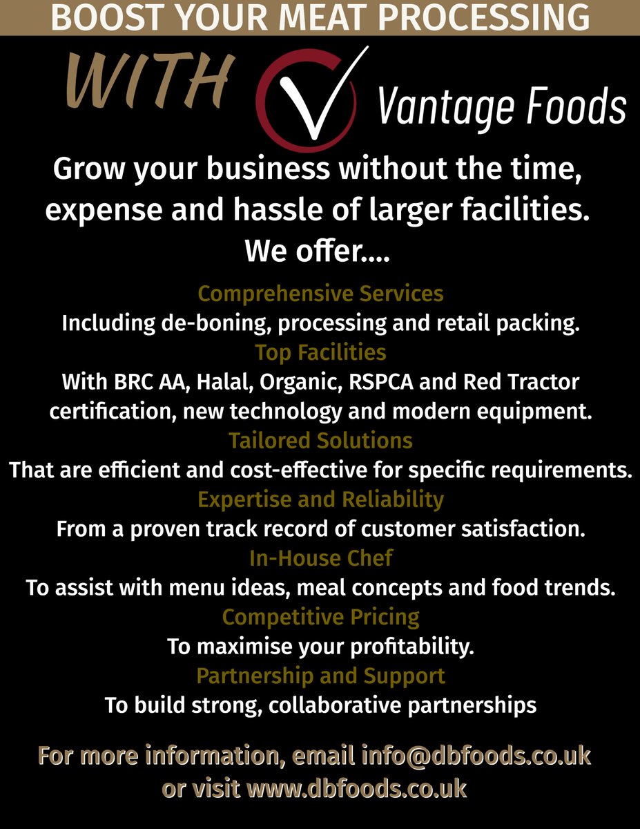 In case you missed it, boost your meat processing.  Your ultimate partner for contract de-boning, further processing, and retail packing services.
#BusinessExpansion #VantageFoods