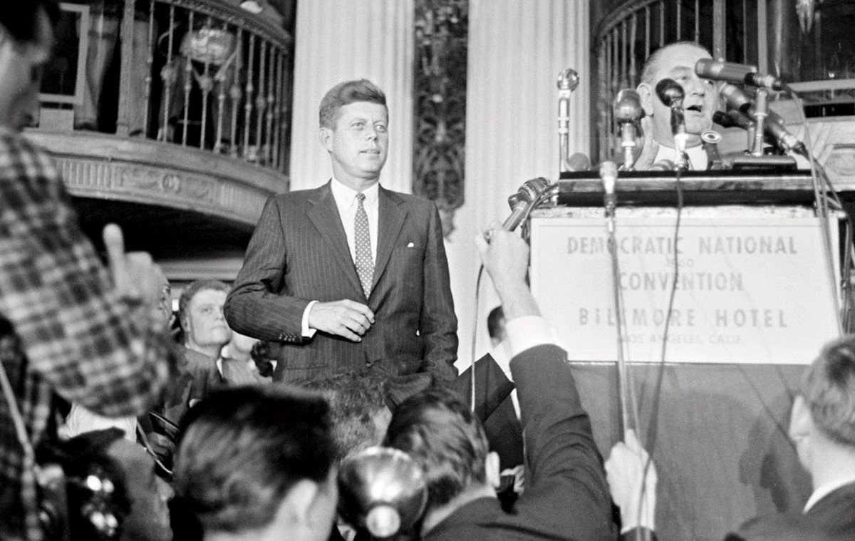 BeschlossDC's tweet photo. JFK briefly debates LBJ before delegates choose their Presidential nominee at Democratic convention, Los Angeles, this week 1960: #Winogrand https://t.co/QkHOFzVslP