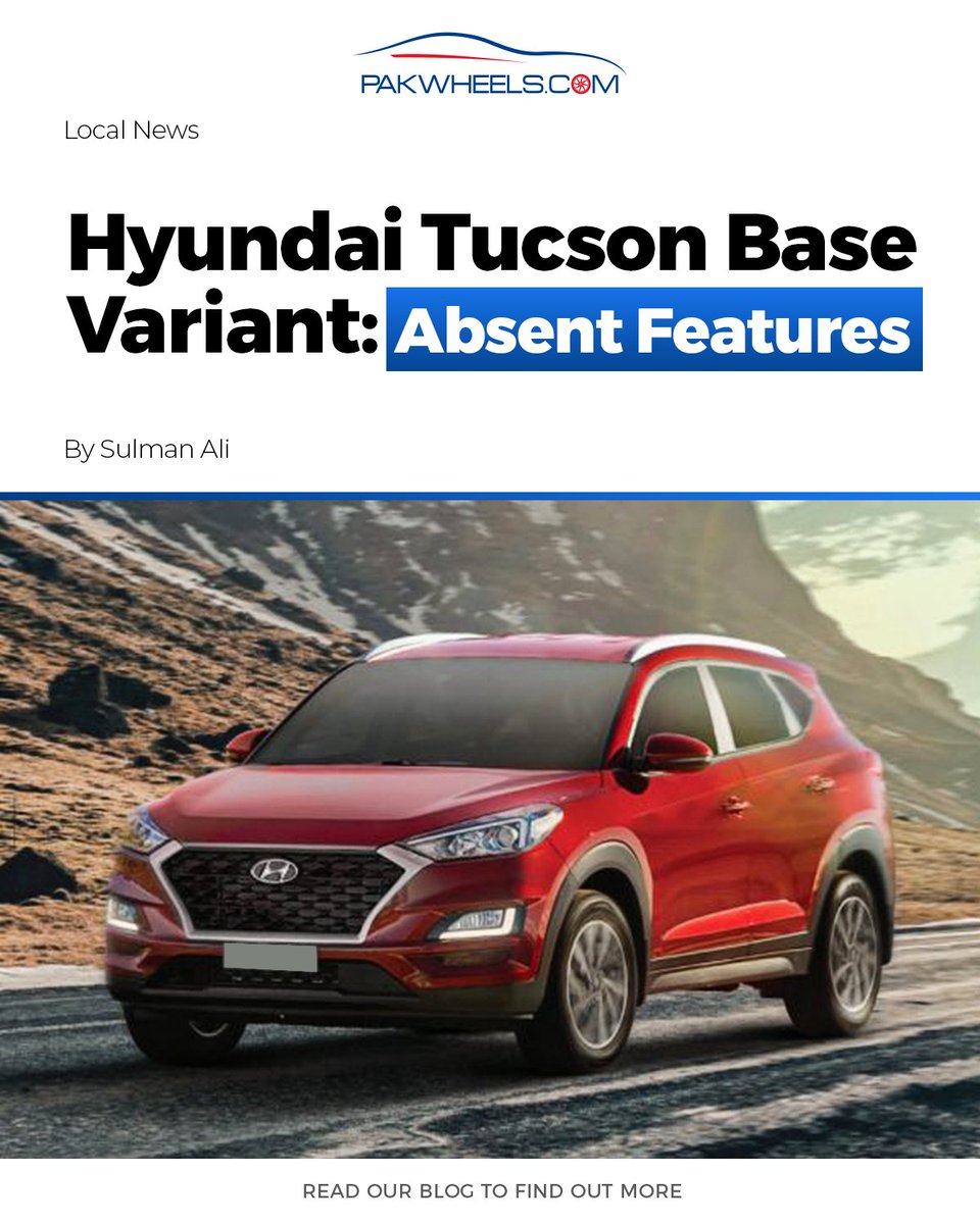 PakWheels's tweet photo. Hyundai Pakistan today launched Hyundai Tucson base variant today with a price tag of Rs. 7,365,000. 

Read More: https://t.co/FABFcfn860

#PakWheels #PWBlog #Hyundai #Tucson #HyundaiTucson #BaseVariant https://t.co/868y3tLE02