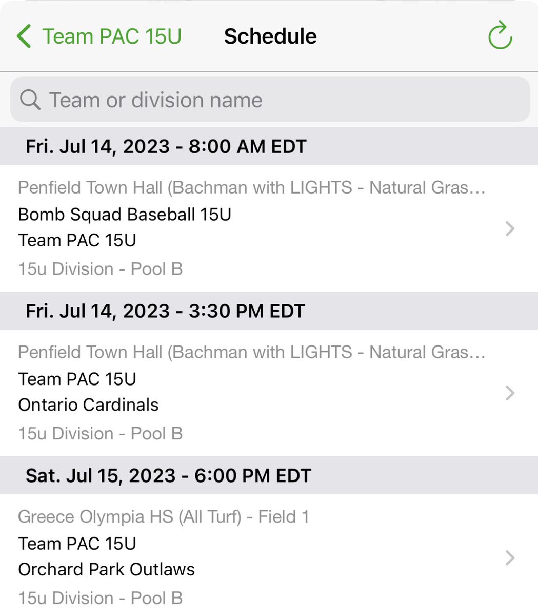 teampacbasebal1's tweet photo. Team PAC will be playing in Series 1 of the 585 Baseball tournament at 4 different age groups. 13u, 14u, 15u &amp; 17u here are their schedules for this upcoming weekend. #rollpac https://t.co/lnGZZdU0HX