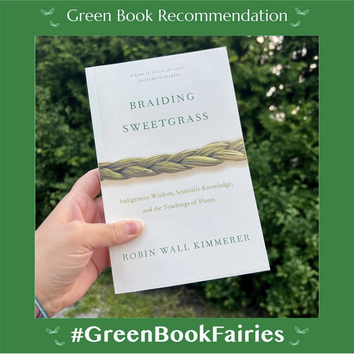 bookfairies_ct's tweet photo. Today the #GreenBookFairies are sharing a green book recommendation: Braiding
Sweetgrass by Robin Wall Kimmerer.

We will be sharing book recommendations throughout the month and we would love to hear your green book recommendations in the comments!

#BelievelnBookFairies https://t.co/FcBfVbpv2D