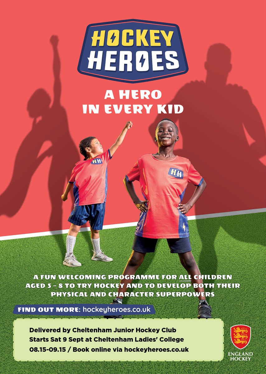 Hockey Heroes is back!
Our next course for beginners aged 5-8 starts on 9 Sept at CLC Health and Fitness Centre. £40 for 8 weeks and each player gets a starter kit of sticks, balls and a personalised training top.
Book online now 
play.englandhockey.co.uk/HockeyHeroes/C…