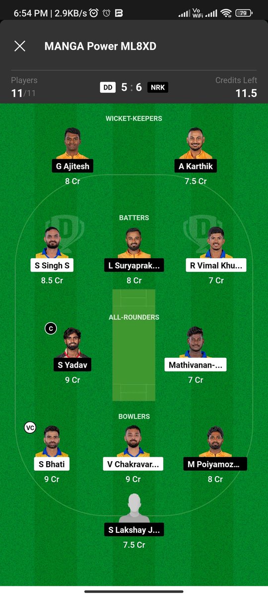 CricketBuzzTelu's tweet photo. No one is forcing you to play with my team guyz✅
U can make any changes you want✅
Out or Right Team👆👆👆 Don't Follow me blindly ✅
This is my final Team👍
Good Luck Guyz🤝
#dream11 #slteam https://t.co/OxofvWifDZ