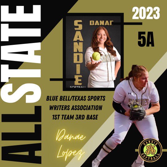 DanaeLopez806's tweet photo. Honored and grateful to have been selected to the TSWA 1st Team-3rd base 💛🖤 #sandiesoftball @AFsoftball05 @AFSBALL @RecruitAFSB @TakeCharge_SB @TexasAthlete806 @ExtraInningSB  @SBRRetweets @LegacyLegendsS1 @PressPassSports @KaleSteed @CoastRecruits @CBrakebill @hpisani91 https://t.co/0RJg9aOCzg