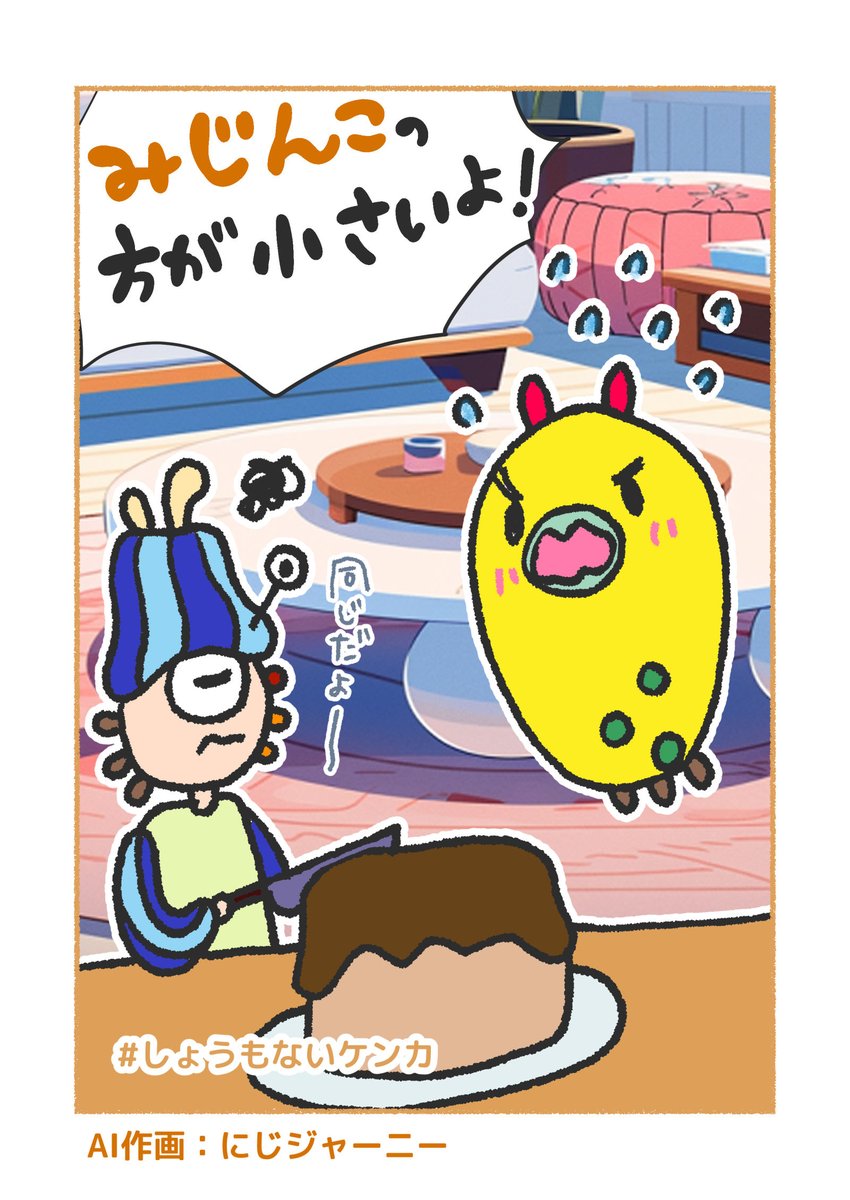 プリンの分け方に文句言うみじんこ。
#しょうもないケンカ #コルクラボマンガ専科 https://t.co/GuTw183Heo