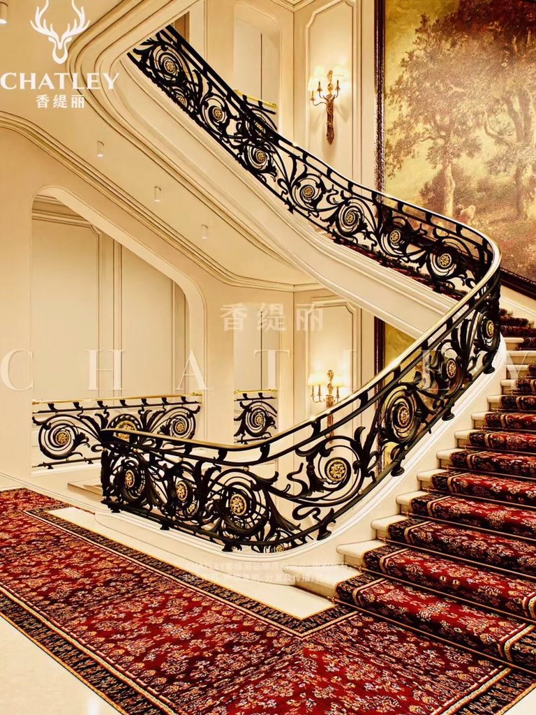 Luxury staircase brings you visionary enjoyment. #handmade #stairdesign #staircase #luxury #villa #mansion #railing #staircases #customize #luxuryhomes