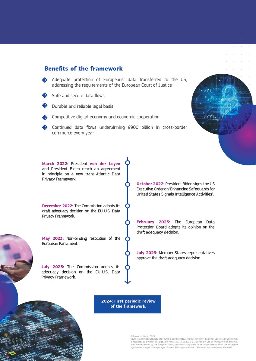 EU_Commission's tweet image. The protection of your personal data is a fundamental right.

After intense cooperation with our US partners, we are adopting a new EU-US Data Privacy Framework for safe and trusted EU-US data flows.

This will ensure an adequate level of data protection for EU citizens and bring…