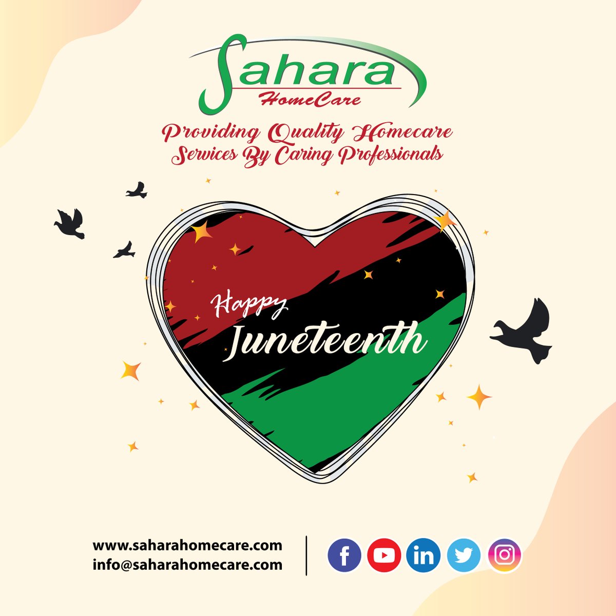 Celebrating freedom and equality. Happy Juneteenth! #homecare #saharahomecare #juneteenth #seniorcare #seniorcareprovider #homecareprovider #homecareaide #ccpprogram