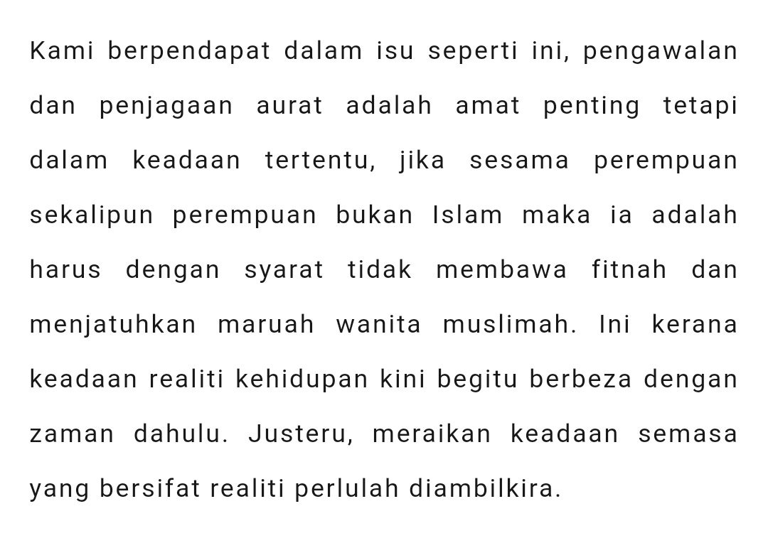 nabilahabdr's tweet photo. Masih ramai taktau yang aurat wanita muslim dengan non muslim tu ada kelonggarannya. Yes asalnya memang aurat kita dengan wanita non muslim macam aurat kita dengan lelaki tp zaman sekarang hidup bercampur, hukum jadi harus. 

Boleh baca dekat link dekat bawah https://t.co/Tpcm4eU7sa