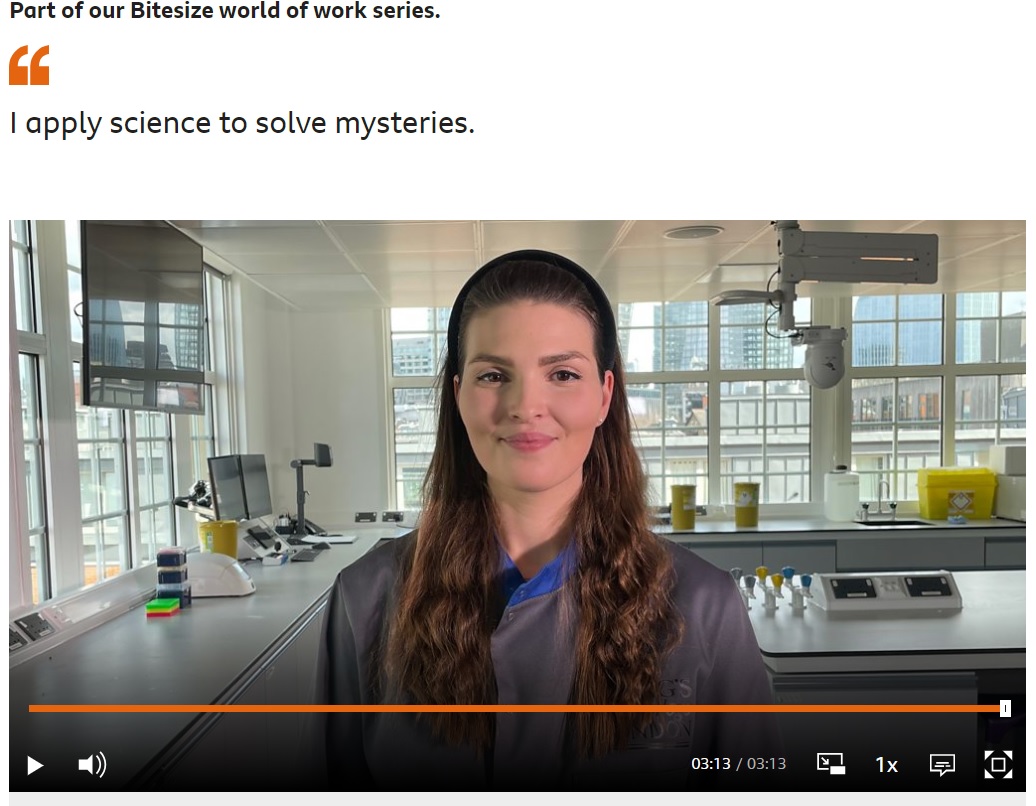 WATCH <a href="/bbcbitesize/">BBC Bitesize</a> featuring Lucinda Davenport <a href="/Synded/">Denise Syndercombe</a> sharing her career path to becoming a #ForensicScientist and #PhDStudent <a href="/KingsCollegeLon/">King's College London</a> in our accredited labs <a href="/KingsForensics/">King's Forensics</a> 
bbc.co.uk/bitesize/artic…